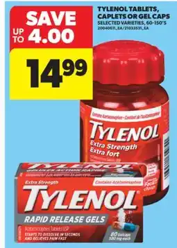 Real Canadian Superstore TYLENOL TABLETS, CAPLETS OR GEL CAPS, 60-150'S offer