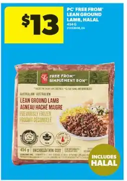 Real Canadian Superstore PC FREE FROM LEAN GROUND LAMB, HALAL, 454 G offer