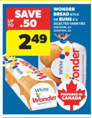 Real Canadian Superstore WONDER BREAD, 675 G OR BUNS, 8' S offer