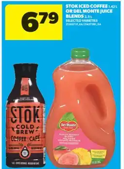 Real Canadian Superstore STOK ICED COFFEE, 1.42 L OR DEL MONTE JUICE BLENDS, 2.5 L offer