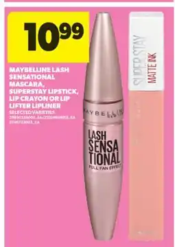 Real Canadian Superstore MAYBELLINE LASH SENSATIONAL MASCARA, SUPERSTAY LIPSTICK, LIP CRAYON OR LIP LIFTER LIPLINER offer