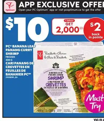 Independent Grocer PC BANANA LEAF PANANG CURRY SHRIMP, 400 G offer