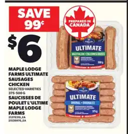 Independent Grocer MAPLE LODGE FARMS ULTIMATE SAUSAGES CHICKEN , 375-500 G offer
