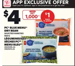 Independent Grocer PC BLUE MENU DRY BEAN DRY BEAN, 900 G offer