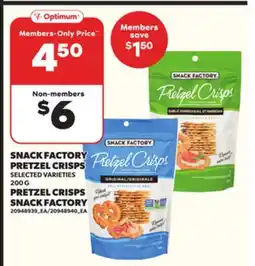 Independent Grocer SNACK FACTORY PRETZEL CRISPS,200 G, PRETZEL CRISPS SNACK FACTORY offer