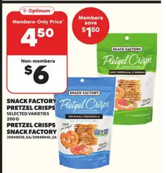 Independent Grocer SNACK FACTORY PRETZEL CRISPS,200 G, PRETZEL CRISPS SNACK FACTORY offer