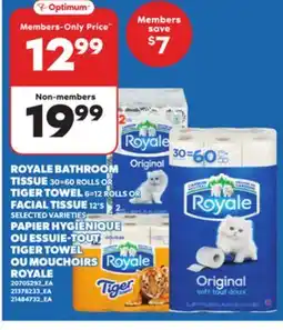 Independent Grocer ROYALE BATHROOM TISSUE 30=60 ROLLS OR 6=12 ROLLS FACIAL TISSUE 12'S offer