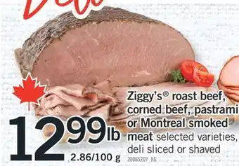 Fortinos Ziggy's roast beef, corned beef, pastrami or Montreal smoked meat offer