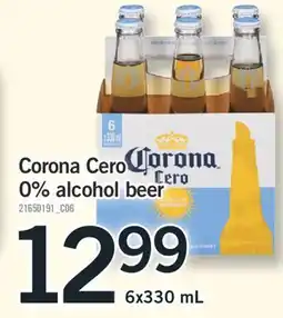 Fortinos CORONA CERO 0% ALCOHOL BEER, 6X330 ML offer