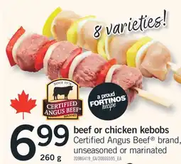 Fortinos BEEF OR CHICKEN KEBOBS, 260 G offer