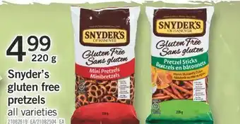 Fortinos SNYDER'S GLUTEN FREE PRETZELS, 220 g offer