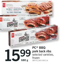 Fortinos PC BBQ PORK BACK RIBS, 680 G offer