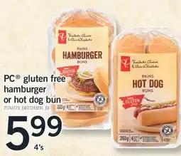 Fortinos PC GLUTEN FREE HAMBURGER OR HOT DOG BUN, 4'S offer