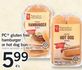 Fortinos PC GLUTEN FREE HAMBURGER OR HOT DOG BUN, 4'S offer