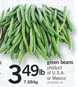 Fortinos GREEN BEANS offer