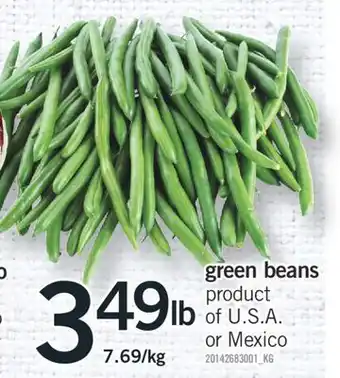 Fortinos GREEN BEANS offer
