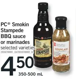 Fortinos PC SMOKIN STAMPEDE BBQ SAUCE OR MARINADES, 350-500 ML offer