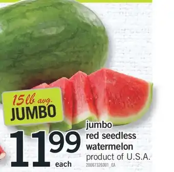Fortinos JUMBO RED SEEDLESS WATERMELON offer