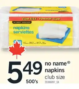 Fortinos NO NAME NAPKINS, 500's offer