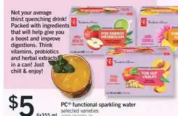 Fortinos PC FUNCTIONAL SPARKLING WATER, 6x355 mL offer