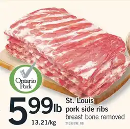 Fortinos ST. LOUIS PORK SIDE RIBS offer