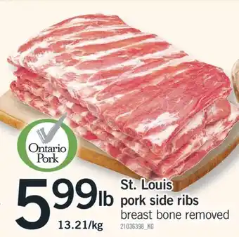 Fortinos ST. LOUIS PORK SIDE RIBS offer