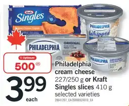 Fortinos PHILADELPHIA CREAM CHEESE 227/250 G OR KRAFT SINGLES SLICES 410 G offer