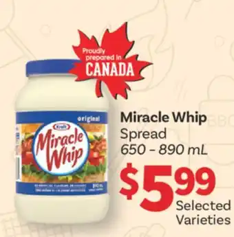 Fortinos MIRACLE WHIP SPREAD, 650-890 mL offer