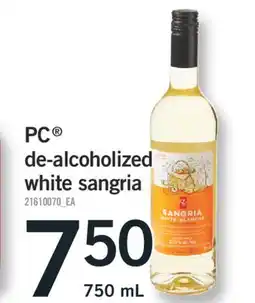 Fortinos PC DE-ALCOHOLIZED WHITE SANGRIA, 750 ML offer