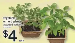 Fortinos VEGETABLE OR HERB PLANTS offer