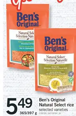 Fortinos BEN'S ORIGINAL NATURAL SELECT RICE, 365/397 g offer