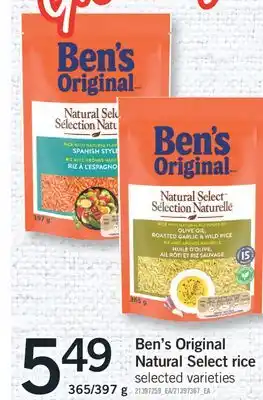 Fortinos BEN'S ORIGINAL NATURAL SELECT RICE, 365/397 g offer