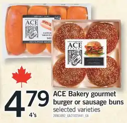 Fortinos ACE BAKERY GOURMET BURGER OR SAUSAGE BUNS, 4's offer