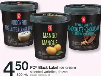 Fortinos PC BLACK LABEL ICE CREAM, 500 ML offer