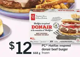 Fortinos PC HALIFAX INSPIRED DONAIR BEEF BURGER, 668 G offer