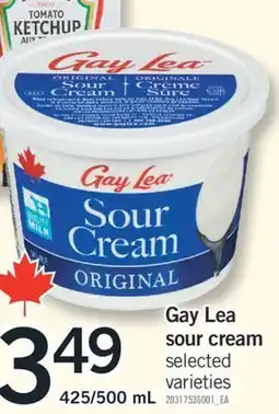 Fortinos GAY LEA SOUR CREAM, 425/500 ML offer