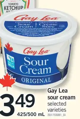 Fortinos GAY LEA SOUR CREAM, 425/500 ML offer