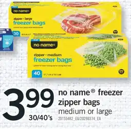 Fortinos NO NAME FREEZER ZIPPER BAGS, 30/40's offer