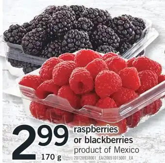 Fortinos RASPBERRIES OR BLACKBERRIES, 170 g offer