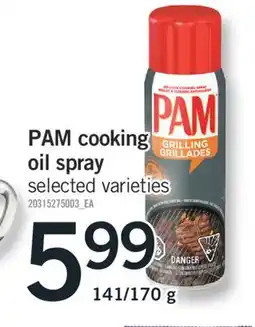 Fortinos PAM COOKING OIL SPRAY, 141/170 g offer