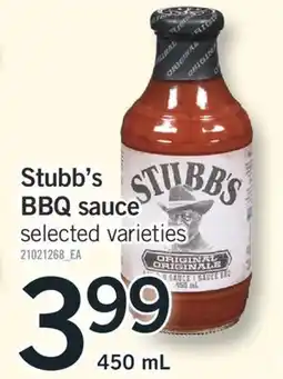 Fortinos STUBB'S BBQ SAUCE, 450 ML offer
