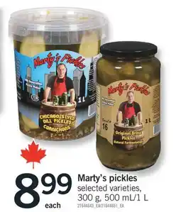Fortinos MARTY'S PICKLES, 300 g 500 mL offer