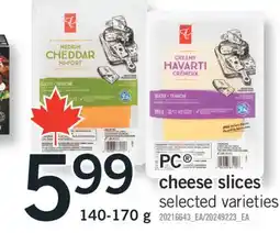 Fortinos PC cheese slices, 140-170 g offer