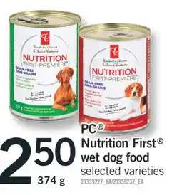 Fortinos PC NUTRITION FIRST WET DOG FOOD, 374 G offer