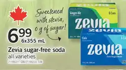 Fortinos ZEVIA SUGAR-FREE SODA, 6X355 ML offer