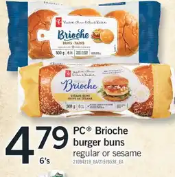Fortinos PC BRIOCHE BURGER BUNS, 6'S offer