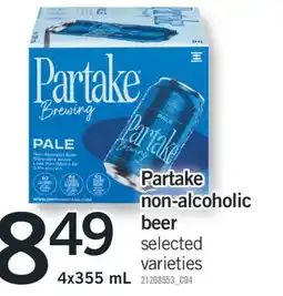 Fortinos PARTAKE NON-ALCOHOLIC BEER, 4X355 ML offer