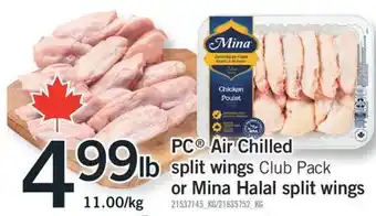 Fortinos PC AIR CHILLED SPLIT WINGS OR MINA HALAL SPLIT WINGS offer