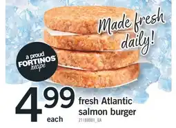 Fortinos FRESH ATLANTIC SALMON BURGER offer