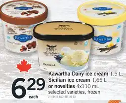 Fortinos KAWARTHA DAIRY ICE CREAM, 1.5 L SICILIAN ICE CREAM, 1.65 L OR NOVELTIES, 4X110 ML offer